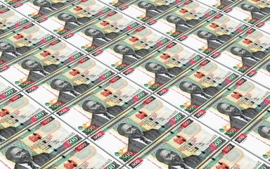 Kenyan shillings bills stacks background. 3D illustration