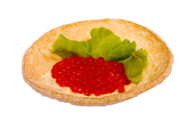 Sandwich with red caviar.
