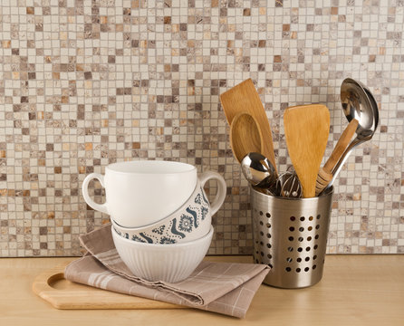 Kitchen utensils and bowls
