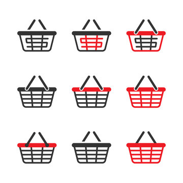Shopping Basket Icon Set. Vector