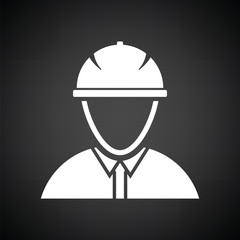 Icon of construction worker head in helmet