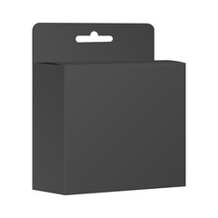 Blank Black Product Package Box. Vector