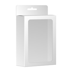 Blank White Product Package Box With Window. Vector