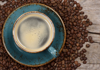 Coffee cup on a wooden table
