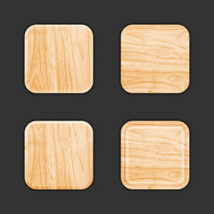 Wooden App Icon Template Set. Vector