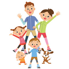 体操をする親子