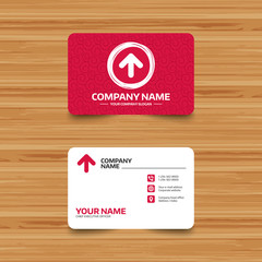 Business card template with texture. Upload sign icon. Upload button. Load symbol. Phone, web and location icons. Visiting card  Vector