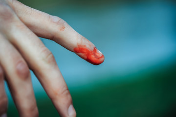 bloody human finger