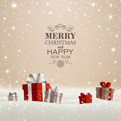 Vector Illustration of a Christmas Holiday Design with Gift Boxes