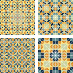 Colorful triangle mosaic pattern background set