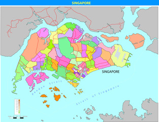 Vector illustration of  Singapore Map