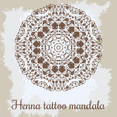 Mandala. Beautiful hand-drawn floral round ornament. Ethnic lace vintage ornamental pattern. Can be used to fabric design, decorative paper, web , embroidery, tattoo, etc.