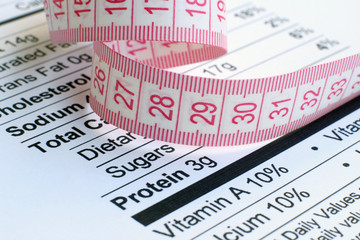 Nutrition facts and measure tape