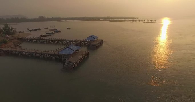 port at bang ben national park ranong thailand in sunrise 