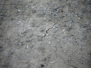 Dry soil and small rock in Thailand. This land is hard, barren,