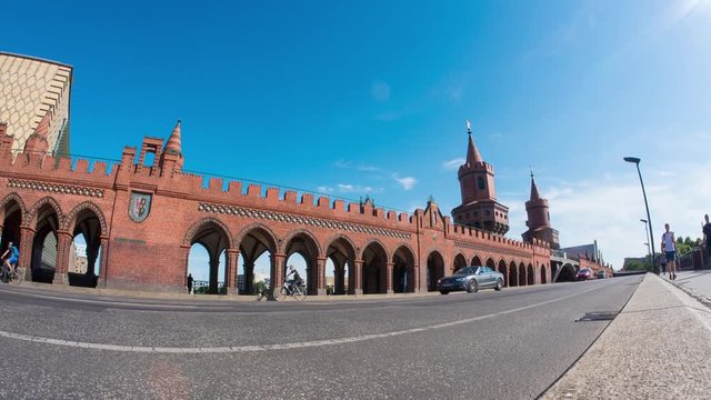 The Oberbaumbruecke is a Berlin bridge with two levels on the River Spree. 