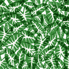 seamless green leaf pattern, foliage vector background