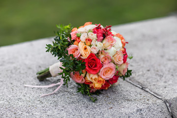 Wedding bouquet. Beautiful wedding bouquet with fresh flowers
