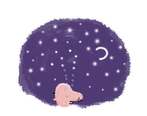 Pig, little pig cartoon illustration isolated on white background