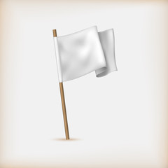 Realistic White Flag Icon. Surrender Concept. Banner Template. V