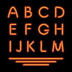 Neon Tube Letters. Glowing Font. Vector