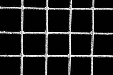 background of iron chain net fence in black background