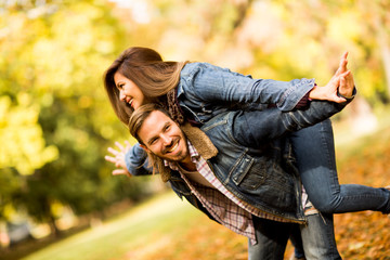 Loving couple in the park