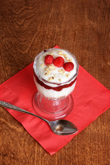 top view raspberry vanilla parfait