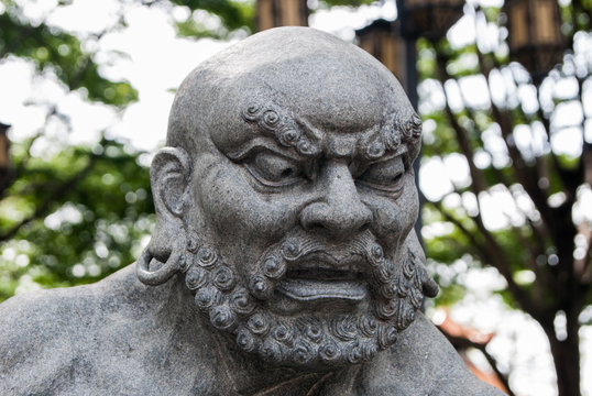 Statue Angry Man In Chinese Temple