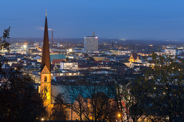 Fototapeta premium bielefeld germany cityscape in the evening