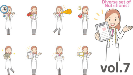 Diverse set of nutritionist, EPS10 vector format vol.7