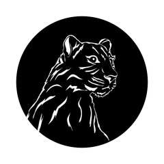 Leopard tattoo, vector, white background, in a mug, black