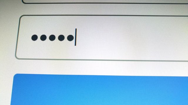 Color close up footage of a computer monitor with a field for password login.