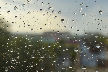 Drops of rain on the window