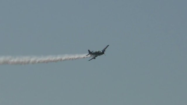 Old military airplane n flight