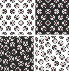 Red Bullseye Target Aligned & Random Seamless Pattern Color Set