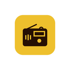 Radio icon vector, clip art. Also useful as logo, square app icon, web UI element, symbol, graphic image, silhouette and illustration.