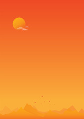 Seasons Landscape Banners Nature Background Vector Illustration Warm Mountain