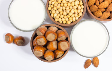 Different vegan milk - vegan drink.