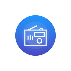 Radio icon vector, clip art. Also useful as logo, circle app icon, web UI element, symbol, graphic image, silhouette and illustration.