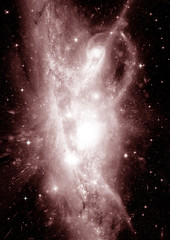 Stars, dust and gas nebula in a far galaxy