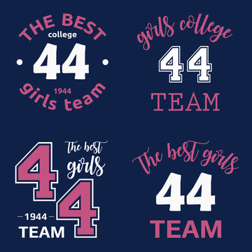 The best girls team college logo 44 isolated vector set