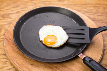 Fried eggs on a pan