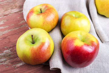 apple on a wooden table