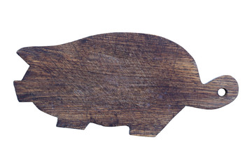 wooden board pig isolated