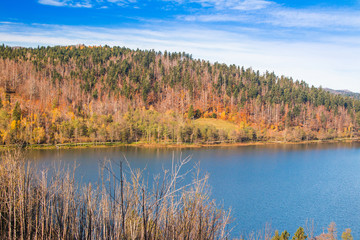 Lake Bajer, colorful autumn landscape, Fuzine, Gorski kotar, Croatia 