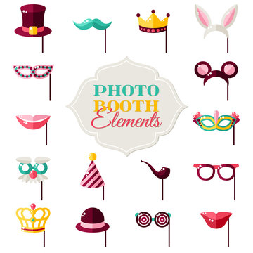 Photo Booth Elements Isolated on White