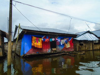 Floating village of Belen in Peru