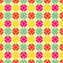 Colorful vintage pattern, Seamless vector background inspired by retro style and 60's textile design