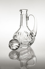 crystal carafe with closing on a light background